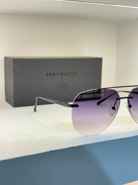 Maybach aviateur sans cerclage, double pont argenté et verres dégradés — photo réelle 2 de la paire chez NVL