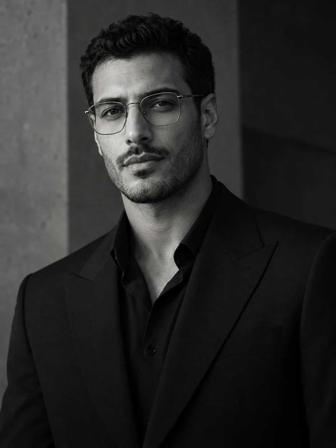 Homme portant des lunettes optiques, portrait éditorial
